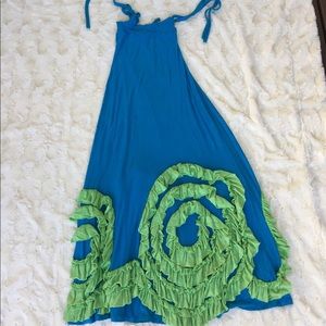 Chasing fireflies blue and green dress